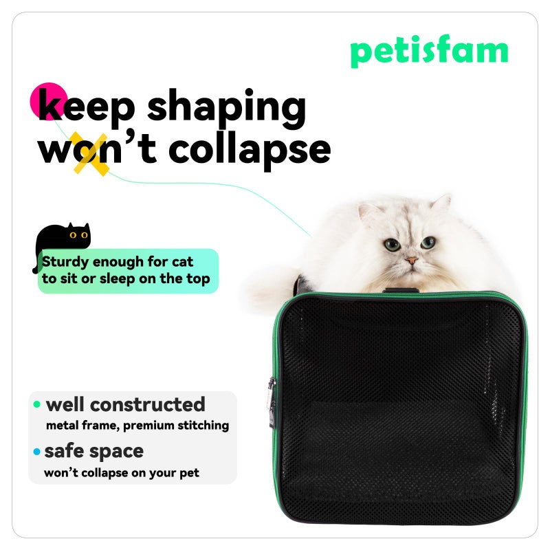 petisfam Quick-in Pet Carrier for Cats. 360Â° Airy Mesh Windows Let Fur-Kids See You & Breath Easy, Reduce Travel Anxiety. Rip-Stop Fabric & Lockable Zips Hug Securely. Washable Pad. Adjustable Shoulder Strap - Image 3